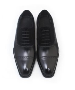 Alternative view of Cap Toe Brogue Oxford – Black Leather & Suede