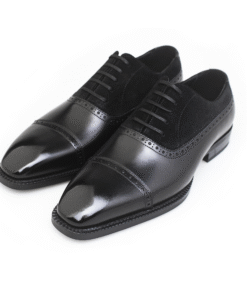 Cap Toe Brogue Oxford – Black Leather & Suede